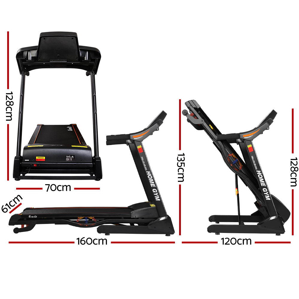 NNEDSZ Electric Treadmill 48cm Incline Running Home Gym Fitness Machine Black